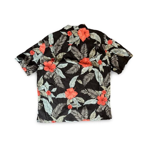 La Cabana Mens Black Pink Hibiscus Button Up Floral Hawaiian Shirt Size XL - Picture 2 of 5